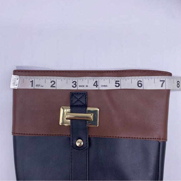 KAREN SCOTT Deliee2 Riding Boots in black and cognac faux leather size 6.5M NEW - Picture 6 of 9